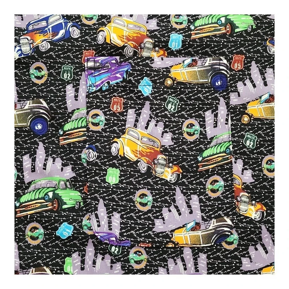 ZAM Short Sleeve Button‎ Up Vintage Black Shirt Size 2XL Cars City Colorful NWOT
